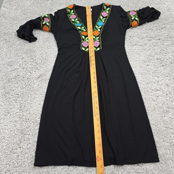 Cache Womens Embroidered Bell‎ Sleeve Dress Black Size M Boho Festival Casual - Picture 11 of 14